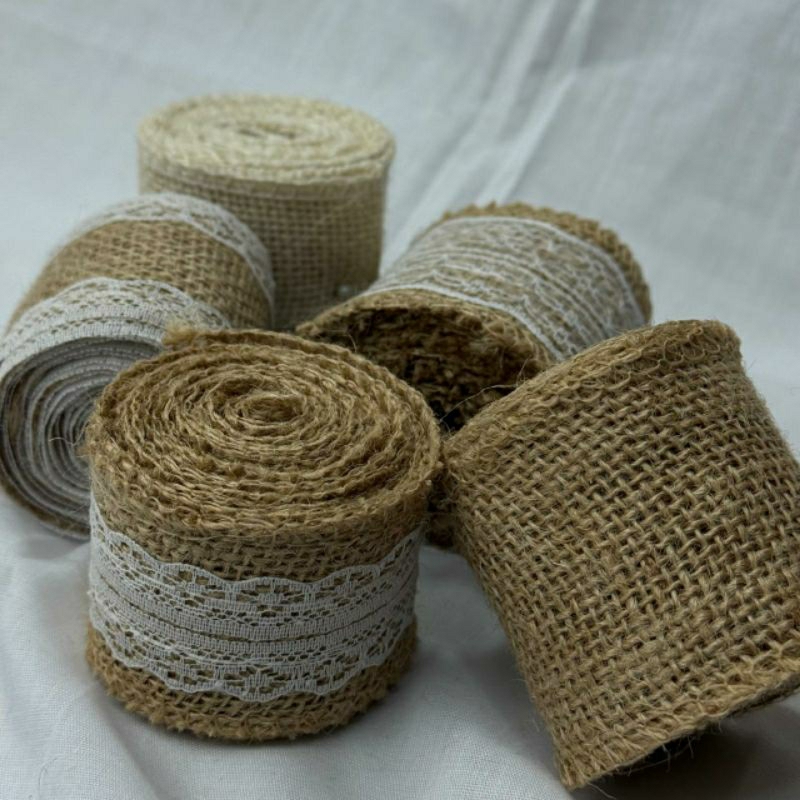 

2 METER - KAIN GONI / PITA GONI COKLAT RENDA / HESSIAN BURLAP JUTE