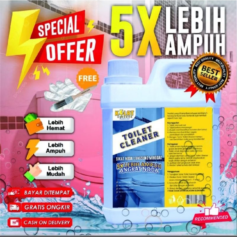 KILAT TOILET CLENAER PEMBERSIH TOILET/WC/CLOSET FREE SARUNGTANGAN+KUAS