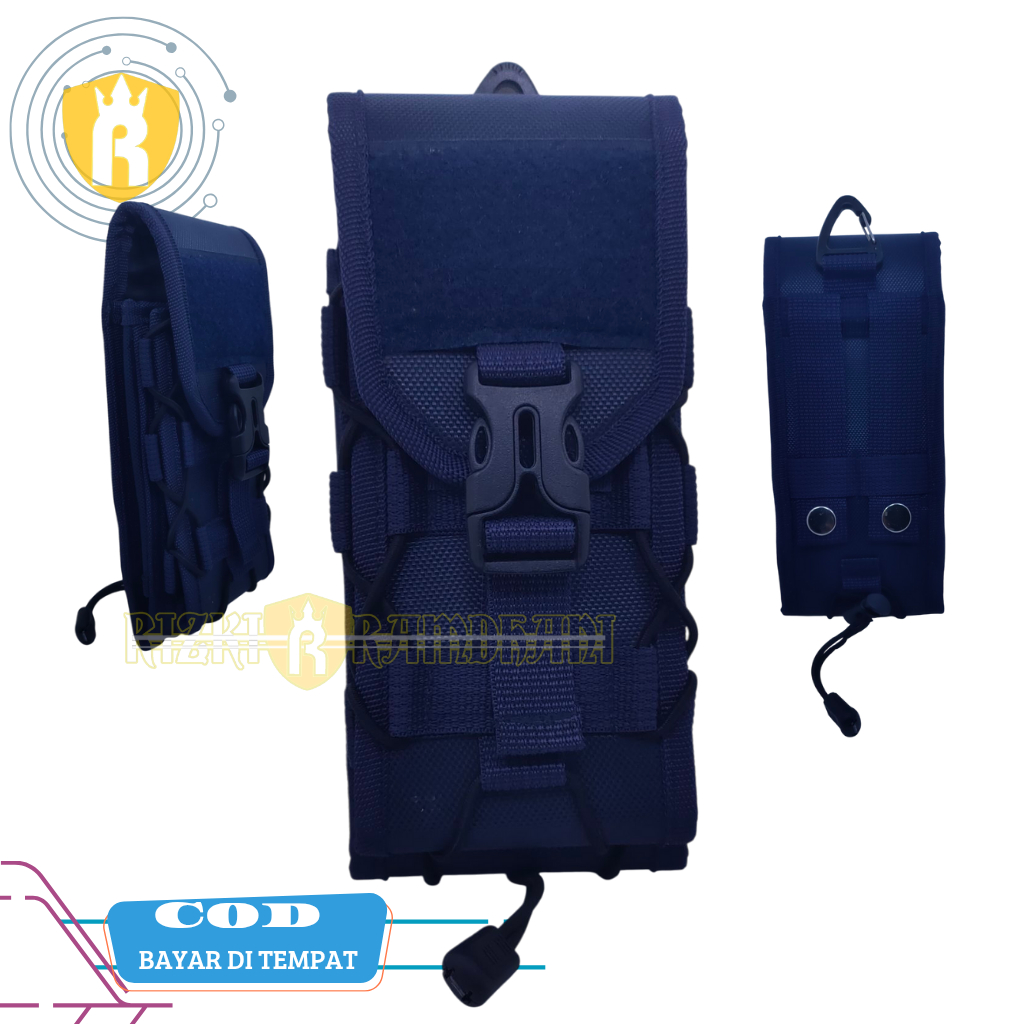 POUCH HANDPHONE BLUE NAVY SARUNG HP TACTICAL 2 SLOT