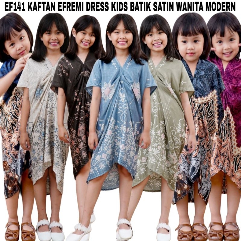EF141 KIDS KAFTAN ANAK//KAFTAN SATIN ANAK PEREMPUAN/KAFTAN BALITA/KAFTAN BATIKSATIN ANAK KECIL/BATIK