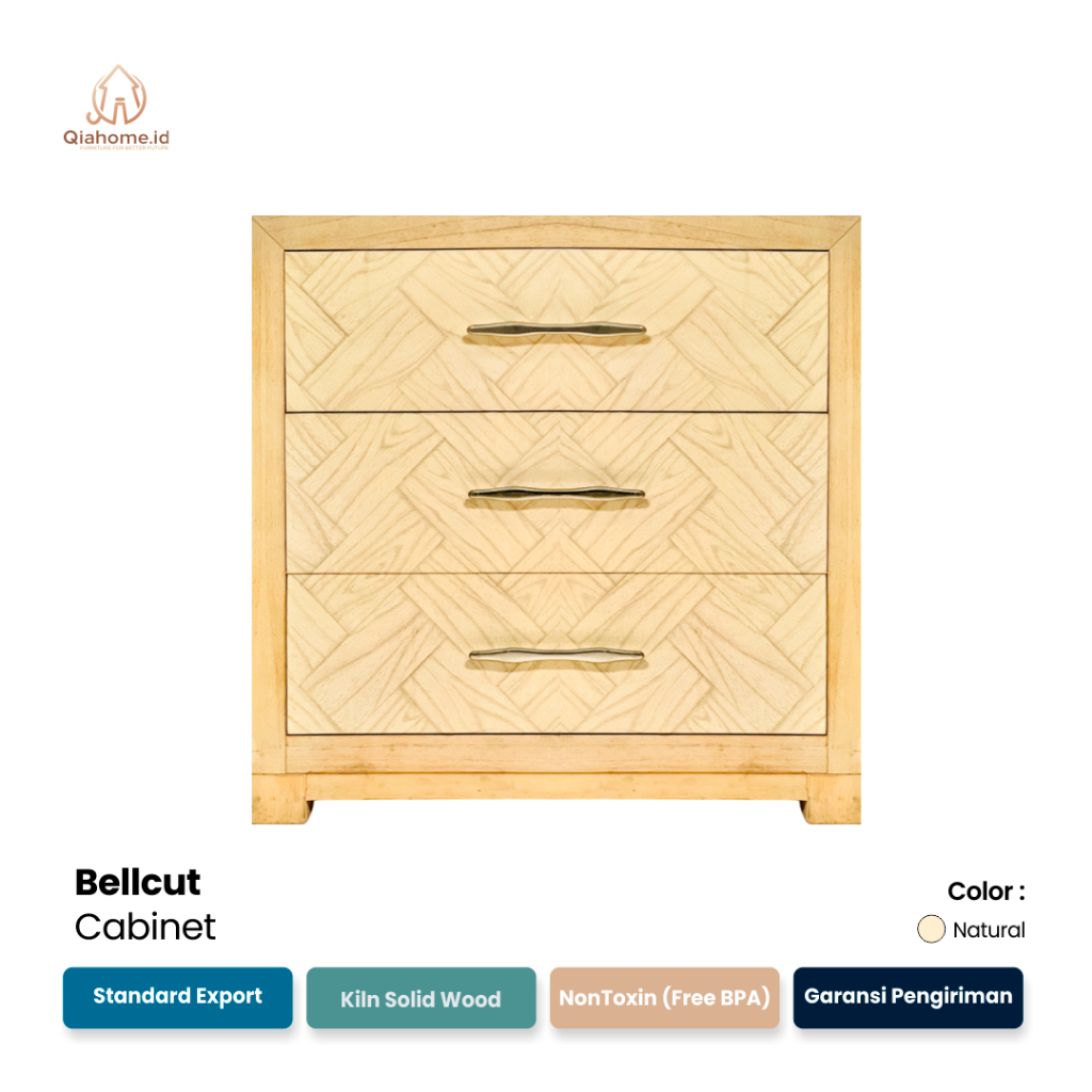 QIAHOME Bellcut Cabinet  Lemari Kayu Aesthetic  Lemari Pakaian  Kabinet Kayu Solid