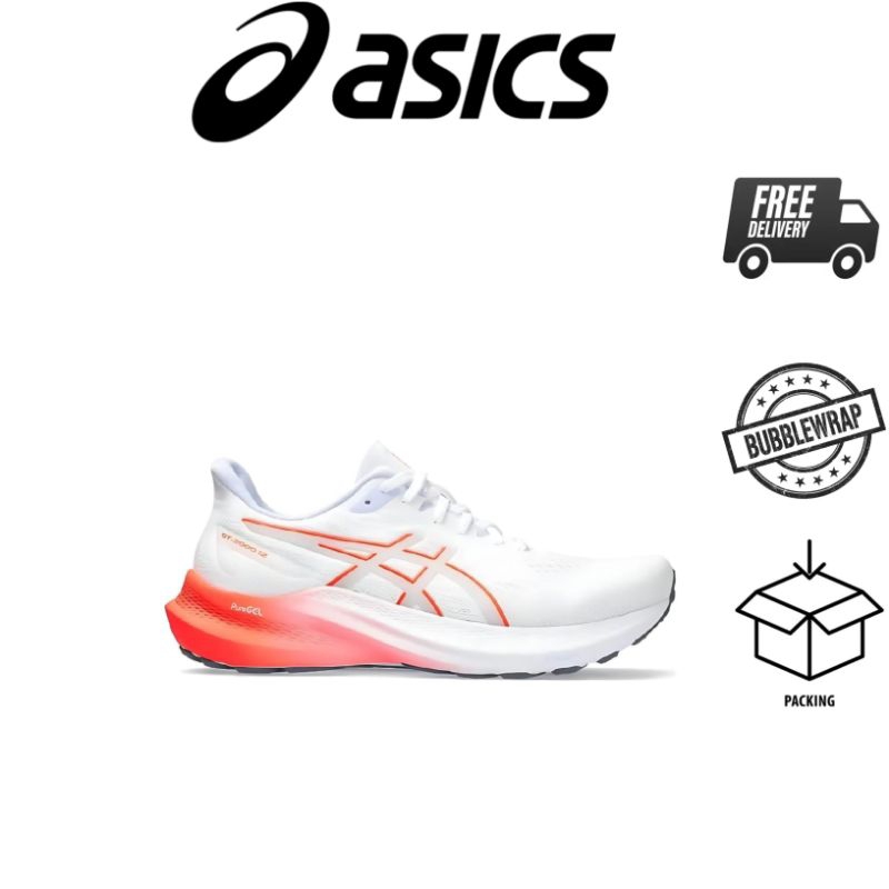 Sepatu Running Asics Gt-2000 12 White Sunrise Red