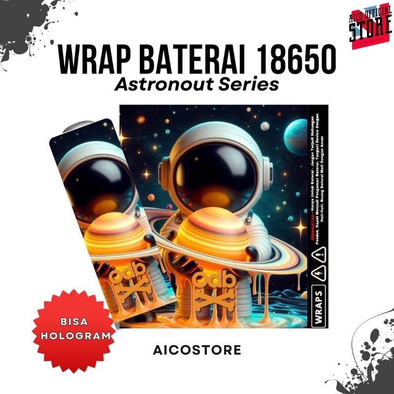 Wrap Baterai 18650 Anime Waifu Astronot Galaxy Graphic Series | Anti Air Jamur | Hitam Ungu Pink Put