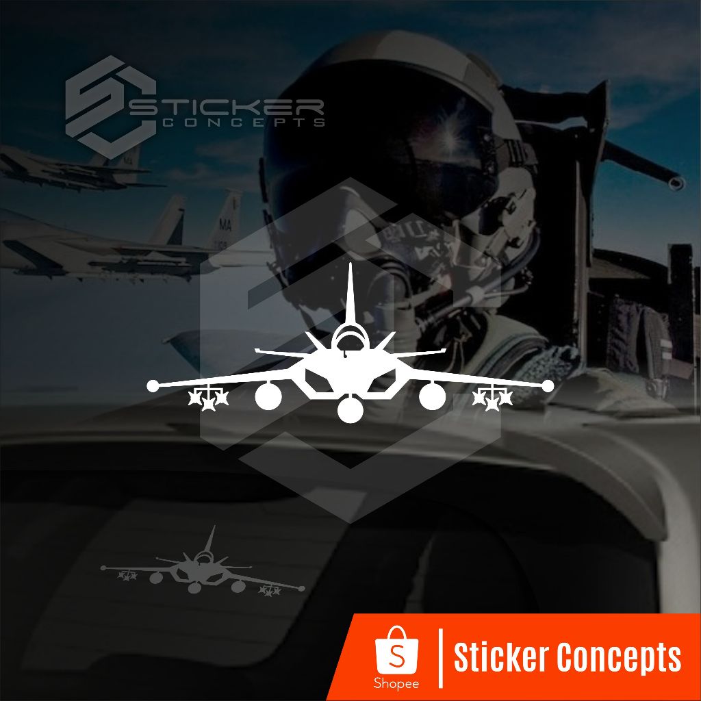 Stiker Pesawat Tempur KF-12 mobil kaca belakang