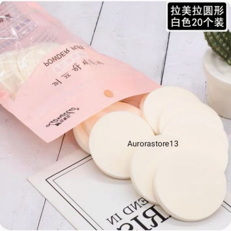 Spons Bedak Bulat Putih/ Spons Bedak