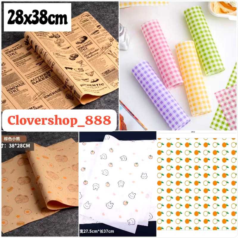 

25Lembar Wax Paper 28x38CM 25Lembar Kertas Minyak Kertas Roti Paper Alas Kue Cake Kertas Alas Dessert