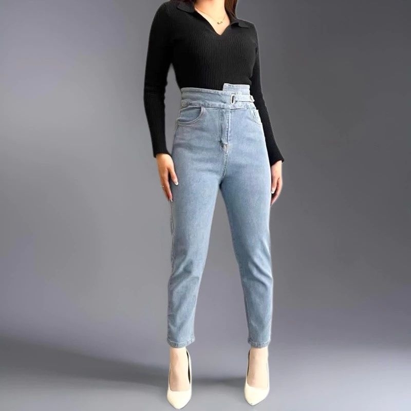 Celana D46 Jeans Highwaist Boyfriend Tali Pinggang