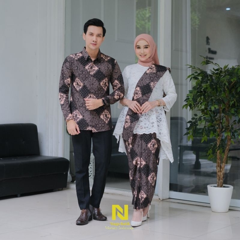 SET COUPLE Kemeja Batik Pria dan Rok Wiru Wanita Modern Motif WIRASAT kemeja batik pria rok wanita