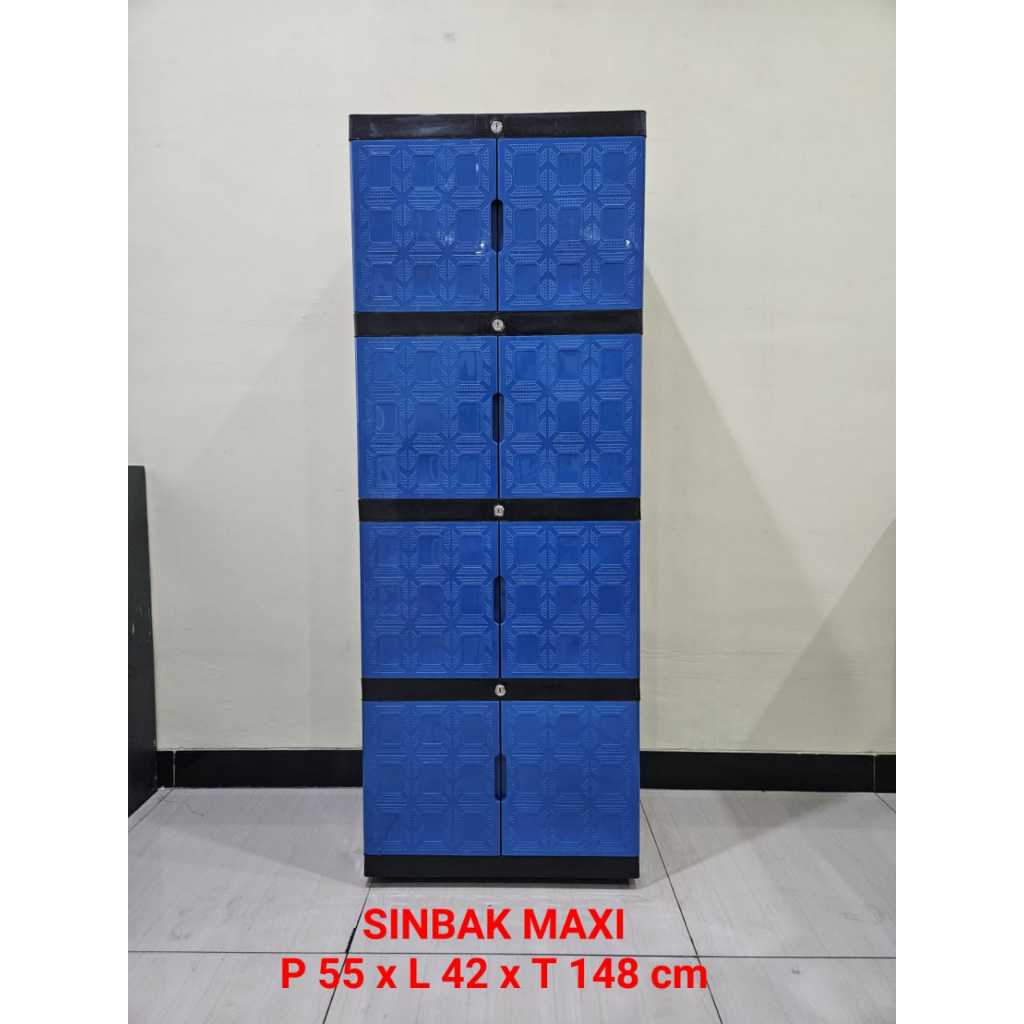 Lemari Plastik Sinbak Maxi 4 Susun/Lemari pakaian Plastik Sinbak Warna Biru