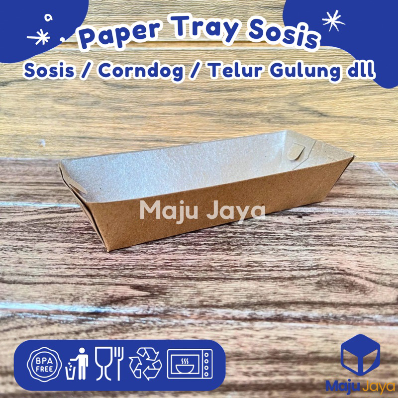 Maju Jaya - Paper Tray Sosis Corndog Telur Gulung Hotdog / Paper Tray Sosis Panjang / Tray Panjang /