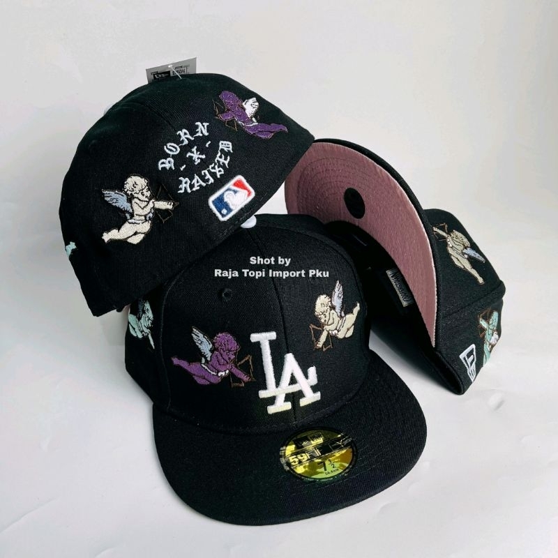 Topi Fitted MLB Colabs Born X Raised Super AA+ Import - Topi Build Up LA Dodgers & Logo B