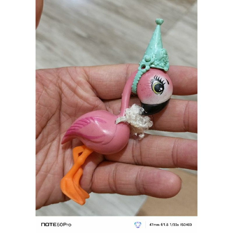 ACTION FIGURE FIGUR BURUNG ANGSA SWAN BIRD PINK ENCHANTIMALS ENCHANTIMAL PARTY HAT LETS LET FLAMINGG