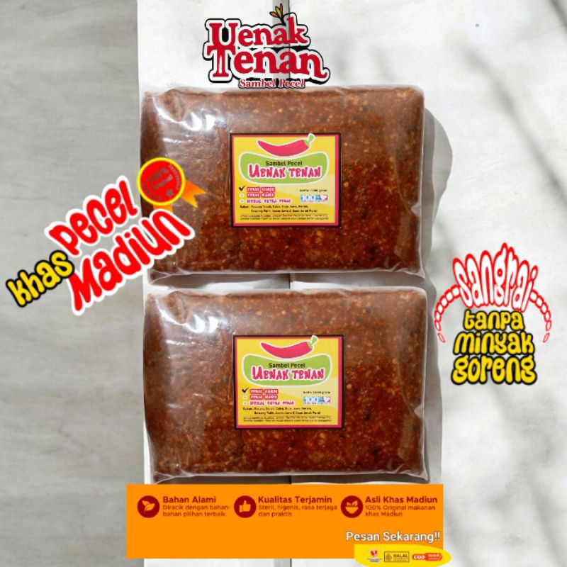 

PAKET HEMAT Sambal Kacang 2 Pcs Bumbu Sambel Pecel Madiun Asli Sangrai Merek Uenak Tenan 2 KG