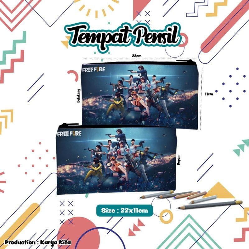 

PENCIL CASE/TEMPAT PENCIL/MOTIF KARAKTER FREE FIRE 01