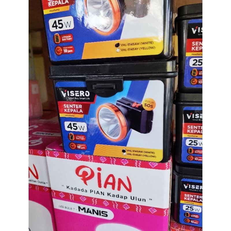 Visero Senter Kepala Headlamp 25 watt 45 watt Cahaya Putih