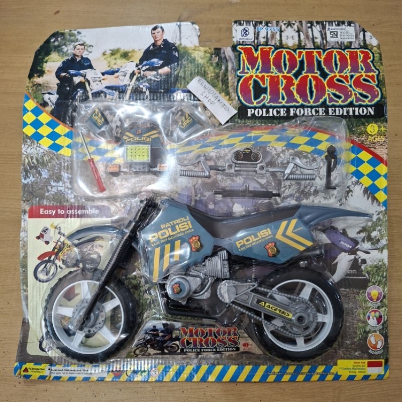 mainan anak kendaraan motor cross police force edition easy to assemble bongkar pasang puzzle lego