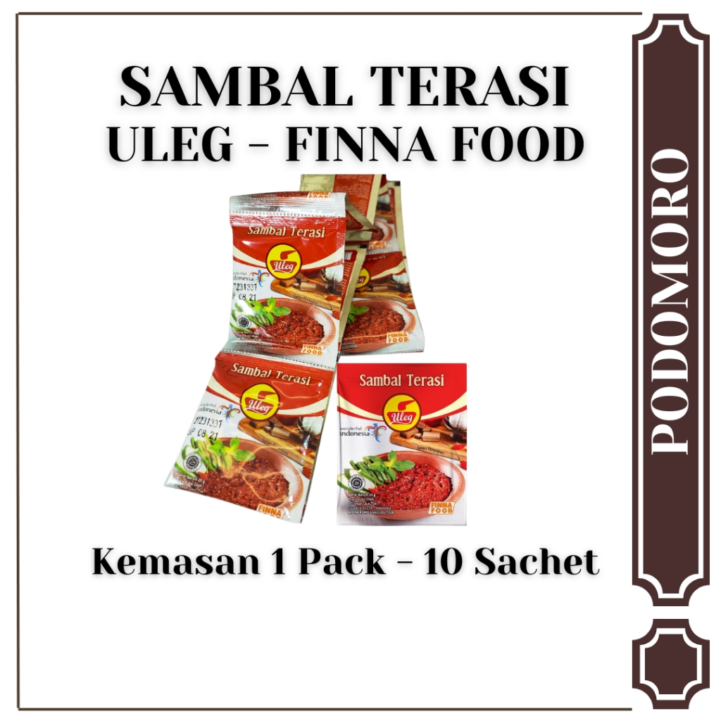 

Sambel Terasi Uleg Finna Food - 1 Renteng isi 10 Pcs - Sambel Sachet 18 Gram