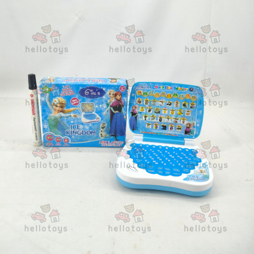 Mainan Edukasi Anak Laptop B/O Belajar Mini Karakter Princess Frosen Hello Kitty Power Ranger Dus