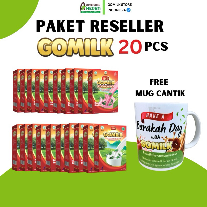 

(COD) PAKET GROSIR 20 BOX GOMILK Susu Etawa Plus Herbal 200gr