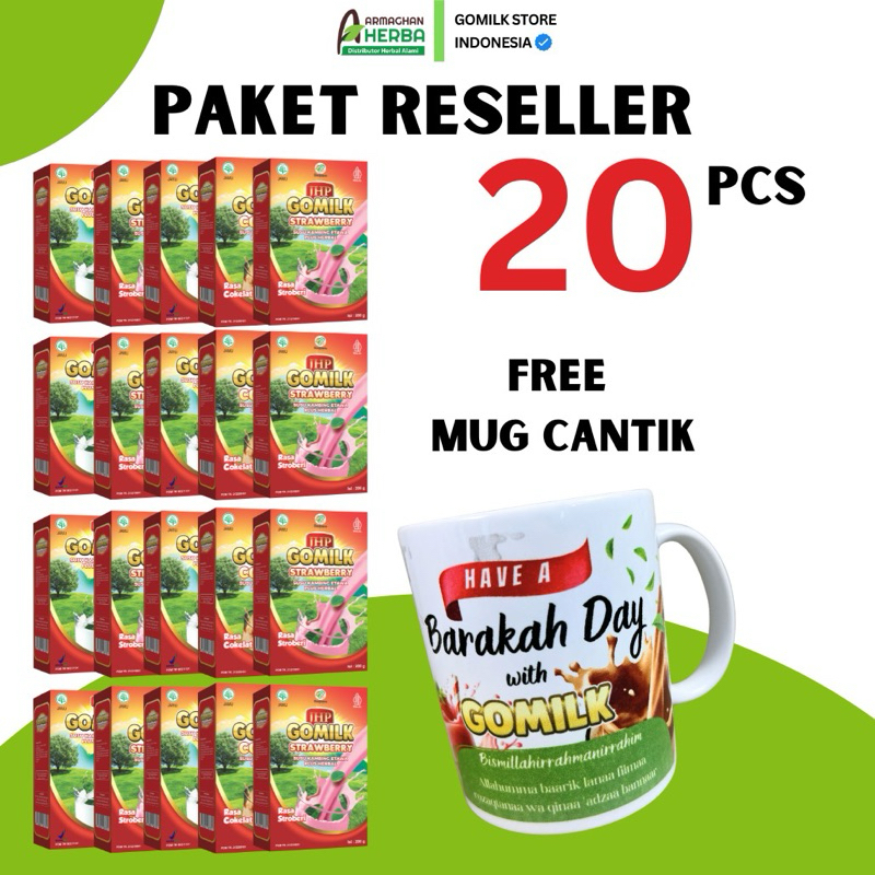 

(COD+GARANSI) PAKET 20 BOX SUSU GOMILK Susu Kambing Etawa Plus Daun Salam 200gr