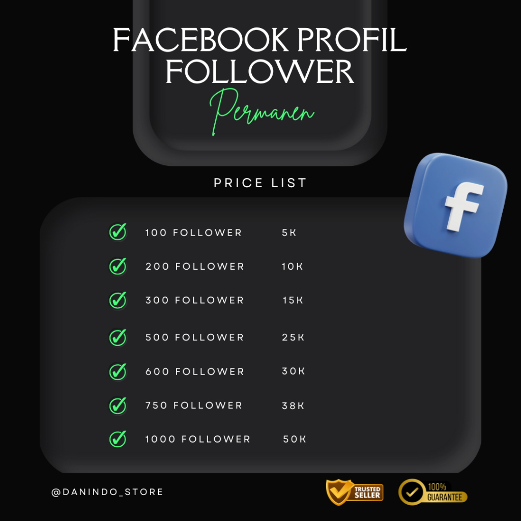 100 Followers Faceb00k Fanspage Halaman Permanen 100% No Drop Garansi Selamanya