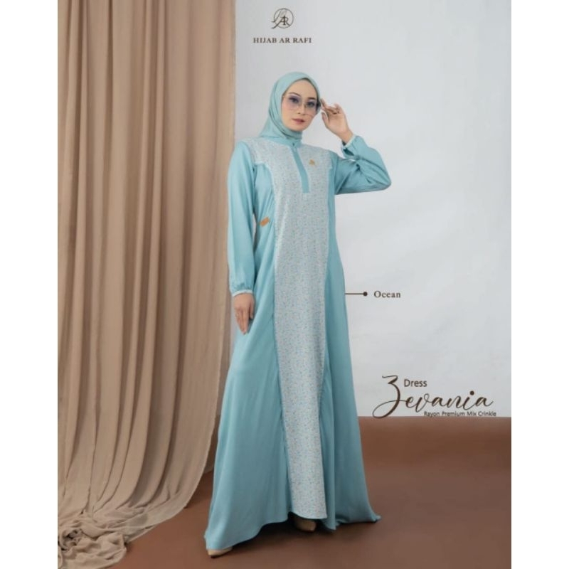 Zevania Dress by Arrafi ORI Gamis Rayon Motif Bunga Kecil Simpel Elegan
