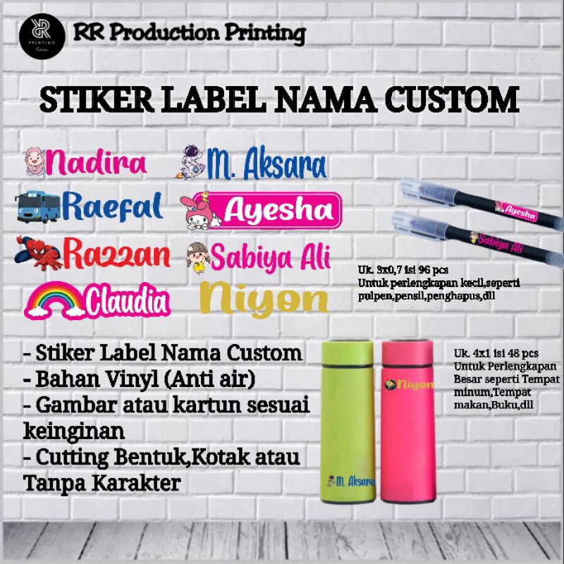 

Isi 48 pcs dan 96 pcs - Stiker Label Nama/Stiker Custom/Stiker Nama Pulpen/Stiker Nama Tempat Minum