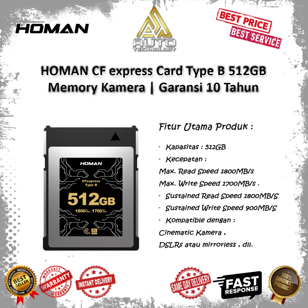 HOMAN CF express Card Type B 512GB | Memory Kamera | Garansi 10 Tahun