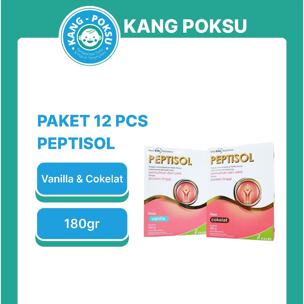

PAKET 12 KOTAK PEPTISOL VANILA COKLAT 180GR NUTRISI TINGGI PROTEIN RENDAH RESIDU 180 GR SSKD