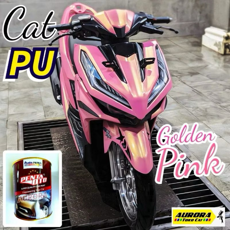 CAT GOLDEN PINK PU PENTA OTO PINK EFEK LEMBAYUNG EMAS ROSE GOLD
