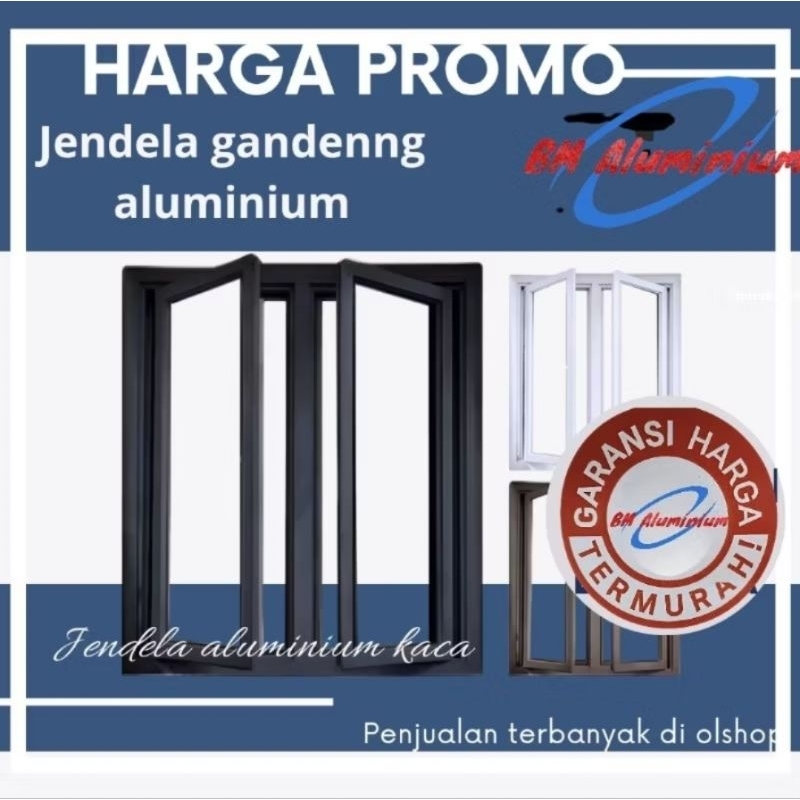 jendela aluminium 100x120 gandeng casement