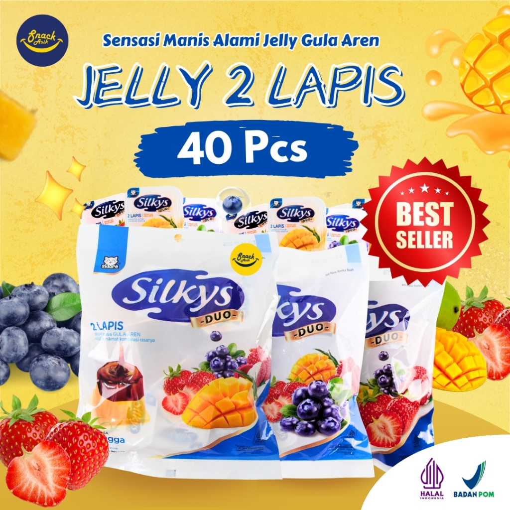 

ISI 40 PCS SILKYS DUO PUDING 2 Lapis Rasa Buah dan Gula Aren Enak Murah Sehat