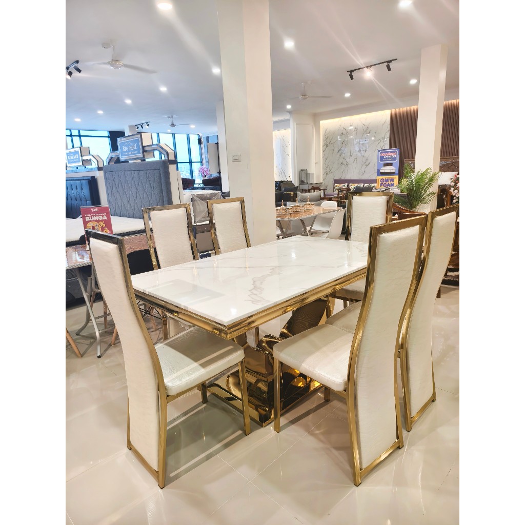 MEJA MAKAN MARMER K6 CT35 - GRATIS ONGKIR WILAYAH BANDAR LAMPUNG