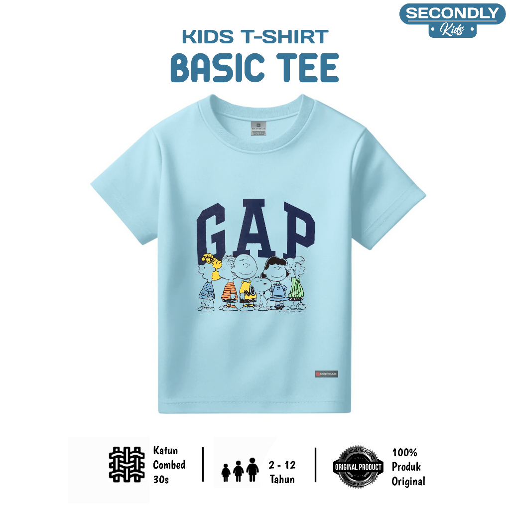 Kaos Anak Laki-Laki Perempuan Distro GAP – Combed 30s Adem Nyaman DIpakai Cocok Harian 2 - 12 Tahun
