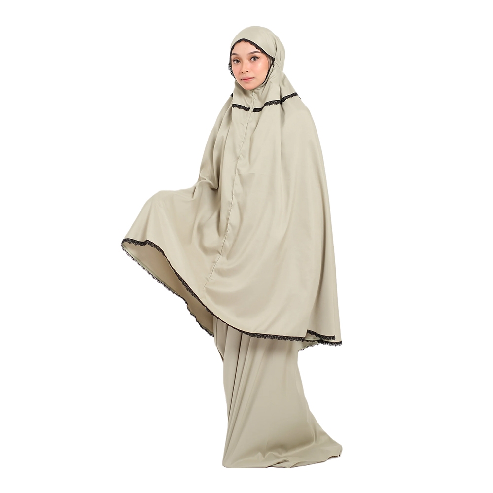 Alfutuh Mukena Dewasa Minimalis Cantik Variasi List Hitam