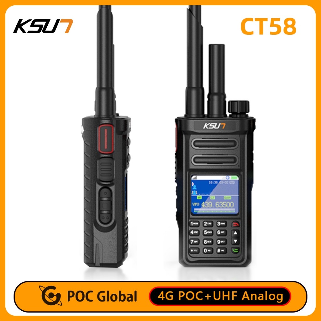 KSUN CT58 HT POC+Analog Dual Mode Handy Talky Jarak Jauh 5000 Km HT 8800 mAh Walkie Talkie