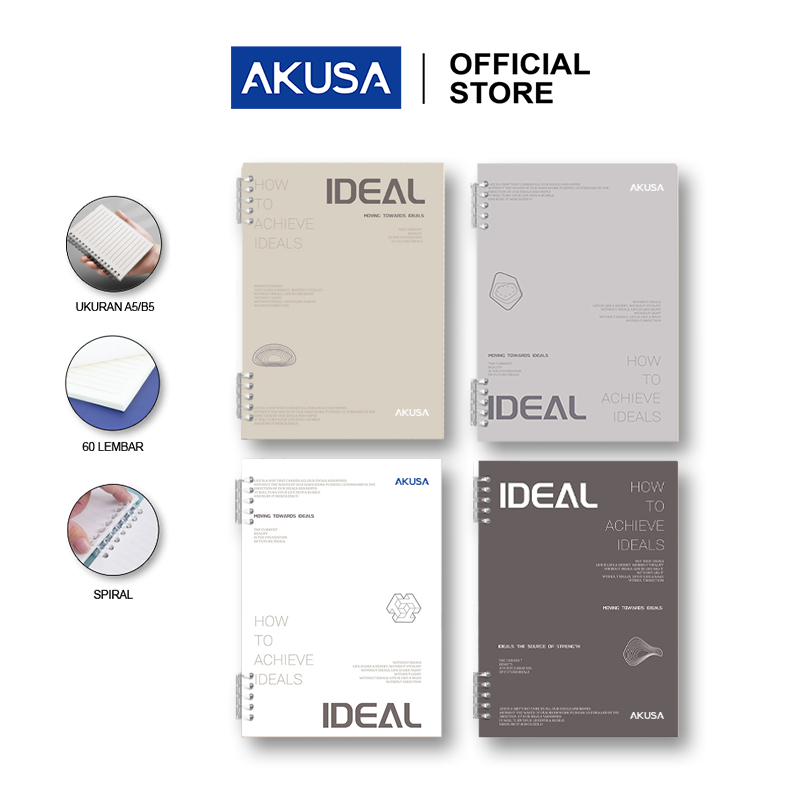 

AKUSA Spiral Book A5 60 Lembar Buku Binder Note Book Jurnal Catatan Pelajar Kantor Spiral Kuat Dapat Dibuka BN004