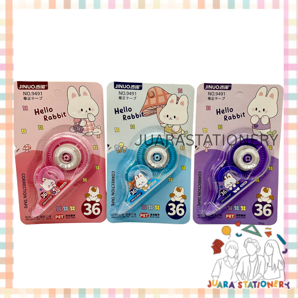 

(697) JUARASTATIONERY Correction Tape Jinuo 9491 Kartun Kelinci / Tip Ex Kertas Tip-Ex Kertas