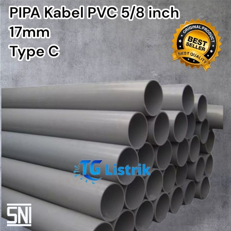 Pipa / Paralon PVC Kabel Listrik 5/8 inch 17mm abu abu Kualitas Terbaik