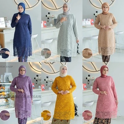 PROMO KEBAYA BRUKAT TUNIK GAMIS MUSLIM MODERN WARNA ATASAN JUMBO PUTIH