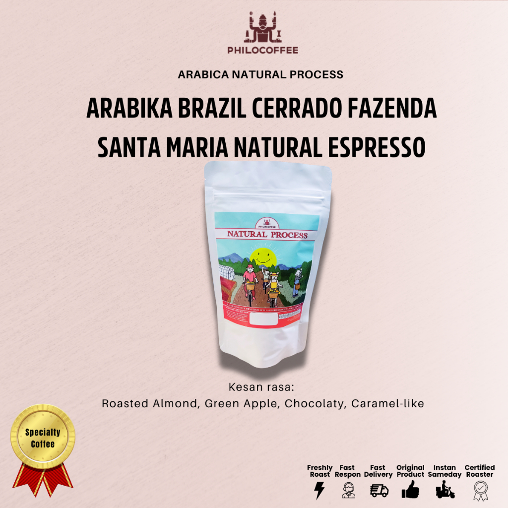 

Biji Kopi Arabika Brazil Cerrado Fazenda Santa Maria Natural Espresso | Kopi Import | Arabica Coffee - 50gr