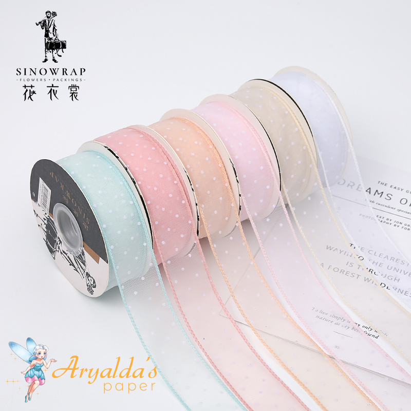 

[1 ROLL / 15 YARD] Korean Premium Ribbon Pita Polkadot Size 4 CM | Pita Import Organza Motif Polka Dot Fishtail | Pita Impor Kado Hampers, Flower Bouquet Bouqet Buket Bucket Bunga, Hadiah, Gift Bingkisan, Florist