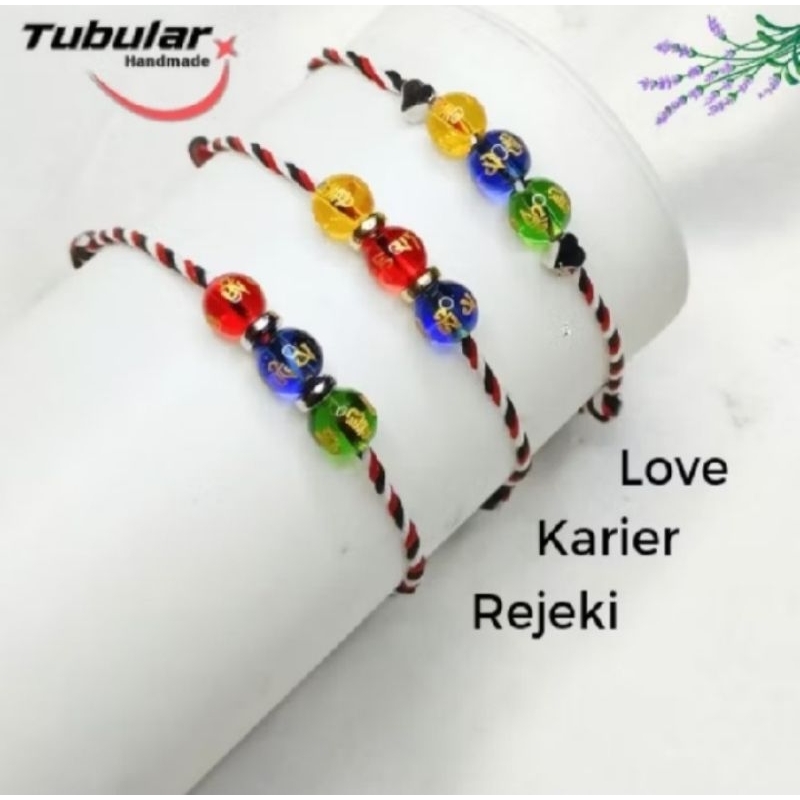 1pcs,,,,Gelang Tridatu 3 Bola kristal, Gelang pembawa Aura Rejeki/keberuntungan