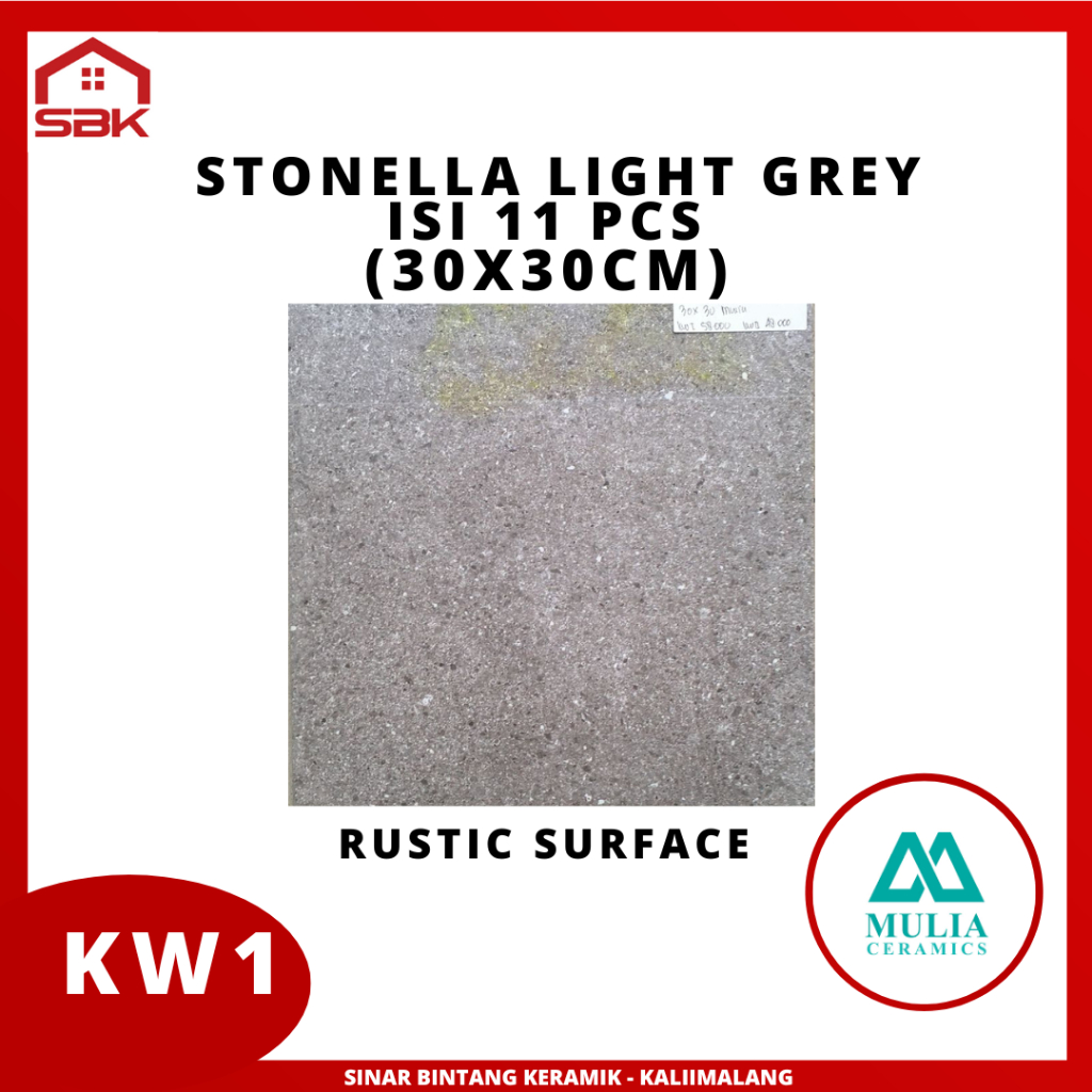 Keramik Lantai Teras 30x30 Stonella Light Grey Mulia