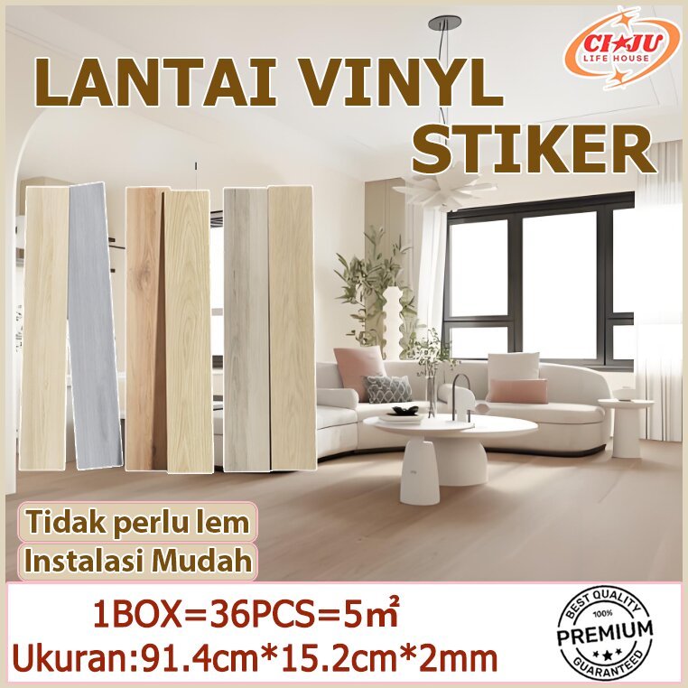 (1 box/36pcs)  Lantai Vinyl Vinyil Lantai Kayu Lantai Vinyl Stiker Perekat PVC Ubin Lantai Premium D