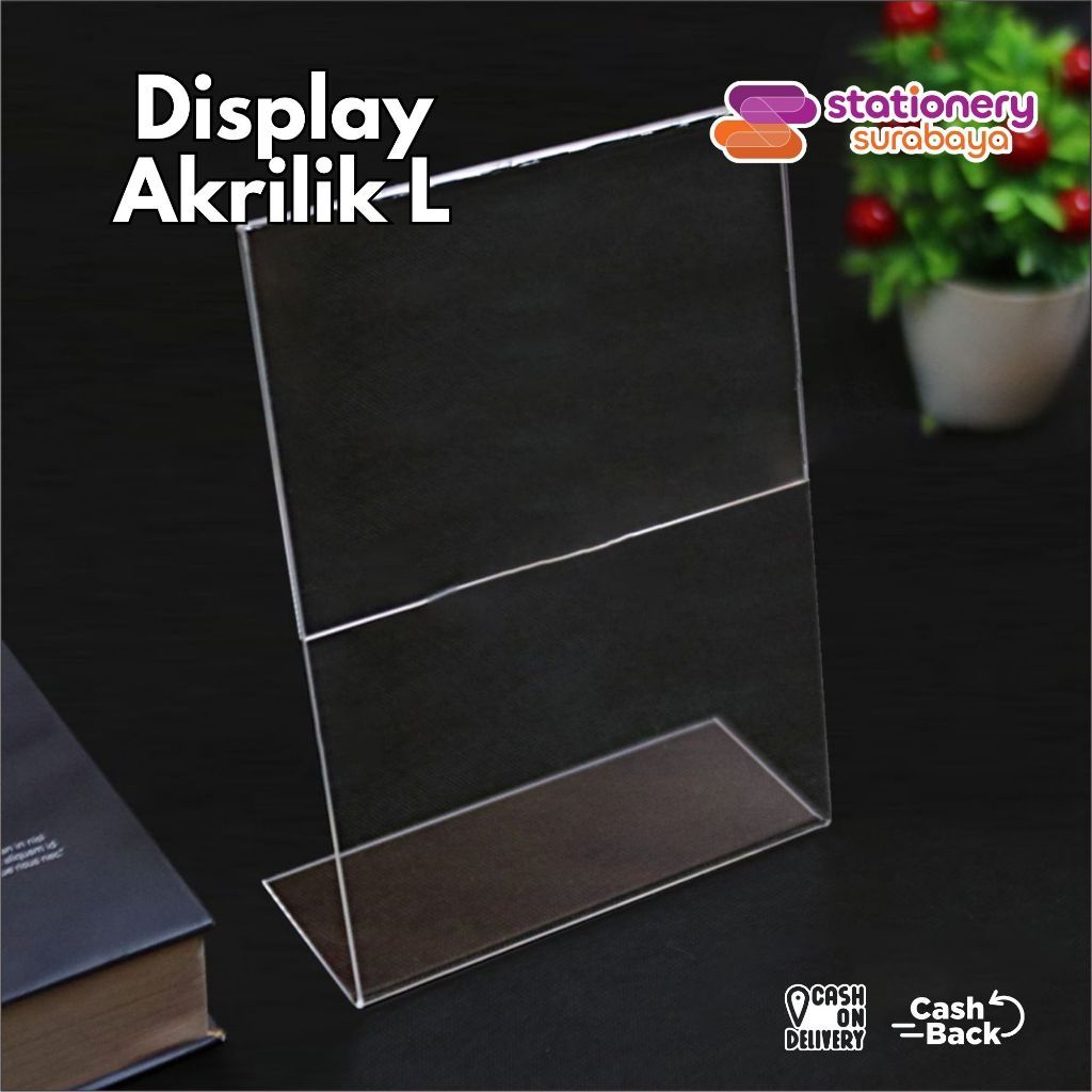 

Display Menu Acrilyc Letter L Standing Akrilik Tempat Meja Minimalis Untuk Brosur Ukuran A6 A5 A4