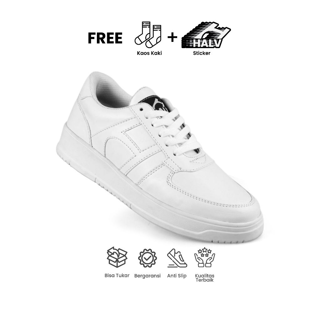 HALV Footwear - Sepatu Putih Cowok sepatu Sneaker Pria Keren RCD white