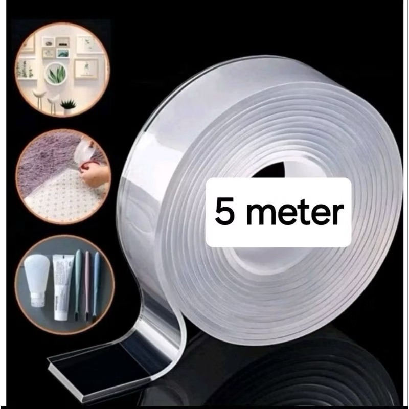 

Double Tape Bening Panjang 5 METER Lakban Bening Super 1M/2M/3M/5M Double Tape super kuat