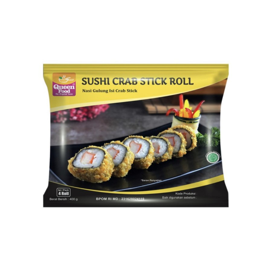 

Queen Food Sushi Crab Stick Roll isi 4 Roll 400gr - Nasi Gulung Isi Crab Stick / Stick Sushi