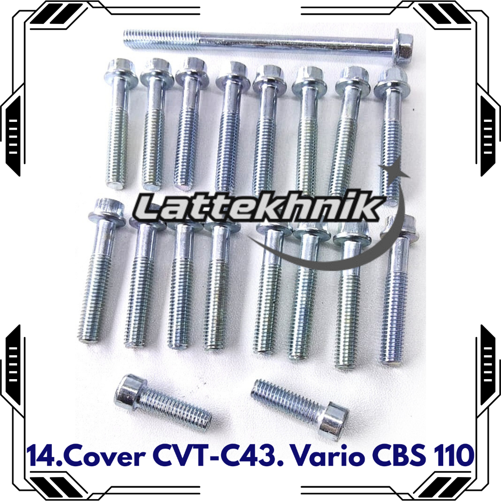 C43-14. Baut CVT Vario CBS 110 / Baud Cover CVT Honda Vario CBS 110 / Baut Baud CVT Honda Vario CBS 